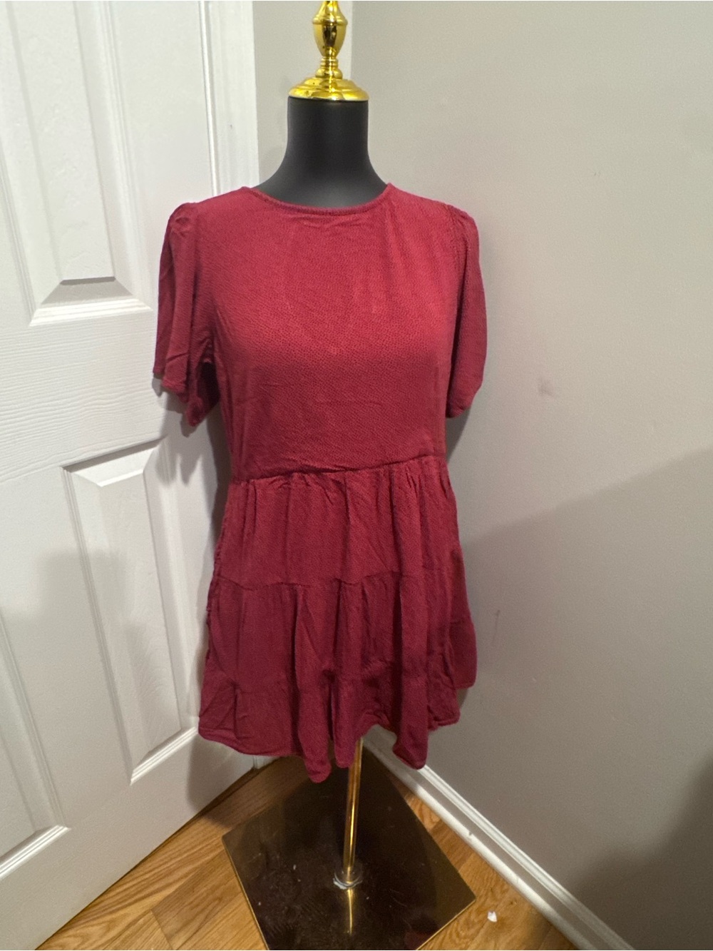 Abercrombie & Fitch Burgundy Tiered Babydoll Dress – Size Small